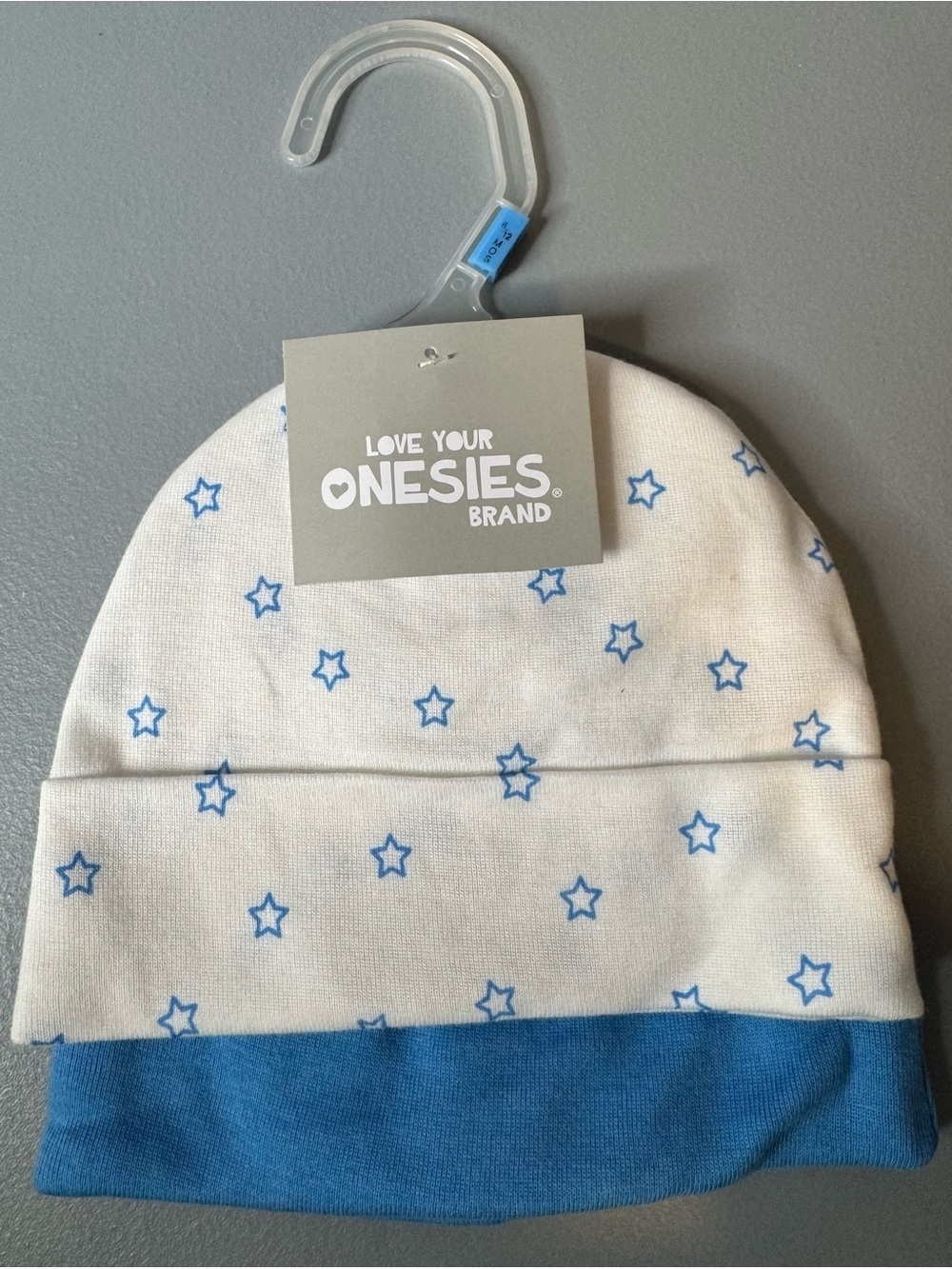 Gerber White Baby Beanie Blue Star Accents 2-pack set babies 6-12 months